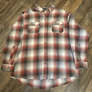 Red Head Button Up Shirt Mens 2XL Long Sleeve Red, Gray, Cream,Plaid Casual NWOT